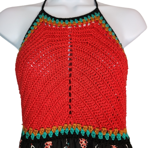 Boho Crochet Halter Maxi Skirt - M - Picture 3 of 7